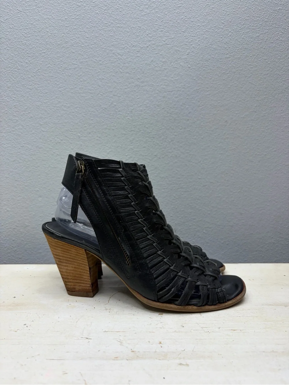 Paul Green Black Leather Miranda Heeled Sandals Size 6